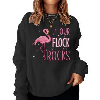 Our Flock Rocks Flamingo Mothers Day Gift Women Crewneck Graphic Sweatshirt - Thegiftio UK