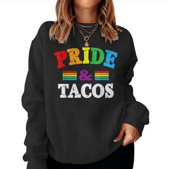 Pride & Tacos Lgbt Lgbtq Gay Pride Rainbow Flag Taco Lover Women Crewneck Graphic Sweatshirt - Thegiftio UK