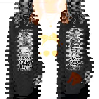 Promoted To Mommy Est2022 Messy Bun Mothers Day Women Crewneck Graphic Sweatshirt - Thegiftio