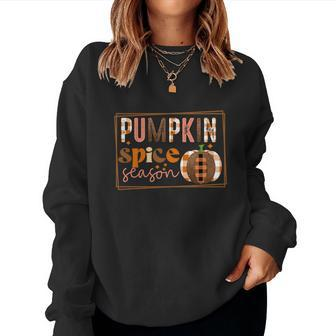 Pumpkin Spice Season Orange Fall Women Crewneck Graphic Sweatshirt - Seseable