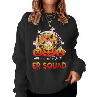 Pumpkins Er Squad Nurse Pumpkins Halloween Spooky Season V2 Women Crewneck Graphic Sweatshirt - Thegiftio