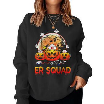Pumpkins Er Squad Nurse Pumpkins Halloween Spooky Season Women Crewneck Graphic Sweatshirt - Thegiftio