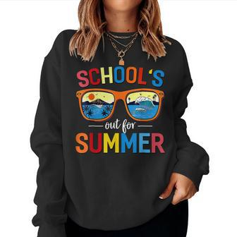 Retro Last Day Of School Schools Out For Summer Teacher Gift V2 Women Crewneck Graphic Sweatshirt - Thegiftio UK