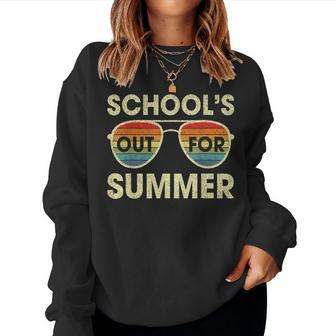 Retro Last Day Of School Schools Out For Summer Teacher V5 Women Crewneck Graphic Sweatshirt - Thegiftio UK