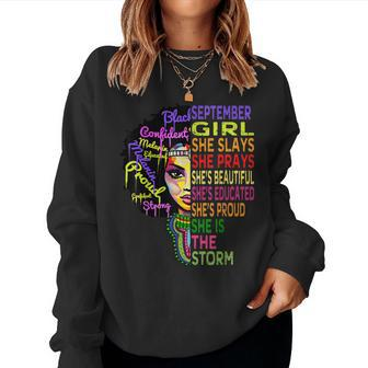 September Birthday For Women - Black Birthday Girl Women Crewneck Graphic Sweatshirt - Thegiftio UK