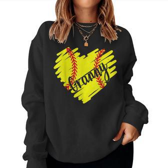Softball Lover Granny Heart Proud Granny Mothers Day Women Crewneck Graphic Sweatshirt - Thegiftio UK