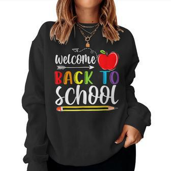 Welcome Back To School First Day Of School Teachers Students V4 Women Crewneck Graphic Sweatshirt - Thegiftio UK