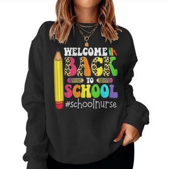 Welcome Back To School Nurse First Day Of School Leopard V11 Women Crewneck Graphic Sweatshirt - Thegiftio UK