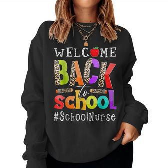 Welcome Back To School Nurse First Day Of School Leopard V6 Women Crewneck Graphic Sweatshirt - Thegiftio UK