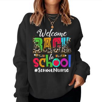 Welcome Back To School Nurse First Day Of School Leopard V7 Women Crewneck Graphic Sweatshirt - Thegiftio UK
