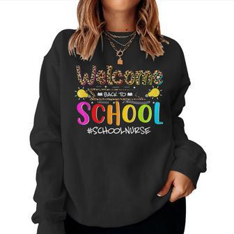 Welcome Back To School Nurse First Day Of School Leopard V8 Women Crewneck Graphic Sweatshirt - Thegiftio UK
