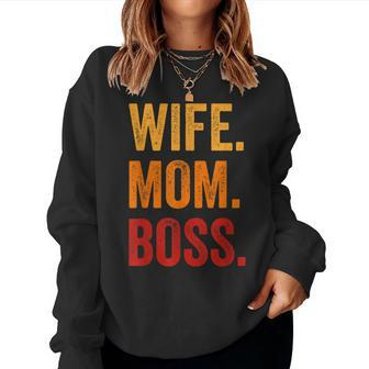 Wife Mom Boss Mothers Day Boss For Womens Women Crewneck Graphic Sweatshirt - Thegiftio UK
