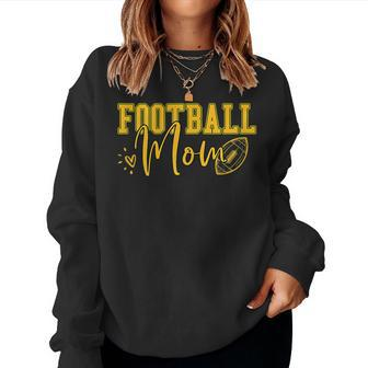 Womens Black Gold Football Mom Women Football Mother Football Women Crewneck Graphic Sweatshirt - Thegiftio UK