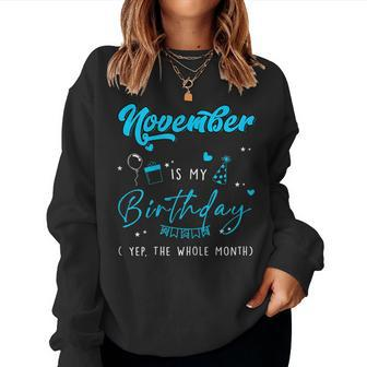 Womens Queen Was Born In November Happy Birthday Gifts For Womens Women Crewneck Graphic Sweatshirt - Thegiftio UK