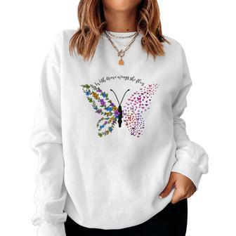 Butterfly With Brave Wings She Flies Women Crewneck Graphic Sweatshirt - Seseable