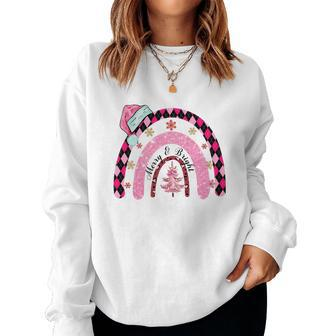 Christmas Rainbow Holiday Gift Women Crewneck Graphic Sweatshirt - Seseable