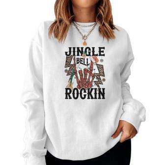 Christmas Skeleton Jingle Bell Rockin Women Crewneck Graphic Sweatshirt - Seseable