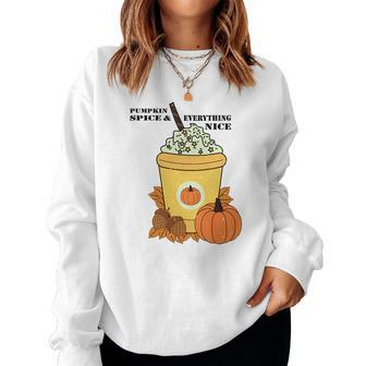 Coffee Pumpkin Spice Everything Nice Fall Women Crewneck Graphic Sweatshirt - Seseable