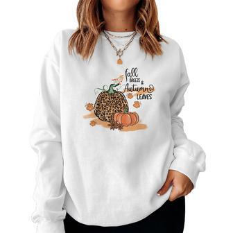 Cozy Autumn Fall Fall Breeze _ Autumn Leaves Women Crewneck Graphic Sweatshirt - Seseable