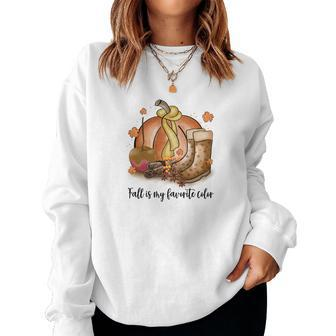 Cozy Autumn Fall Fall Is My Favorite Color Women Crewneck Graphic Sweatshirt - Seseable
