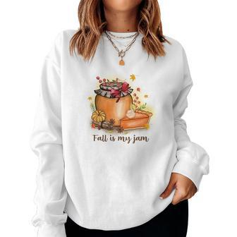 Cozy Autumn Fall Fall Is My Jam Design Women Crewneck Graphic Sweatshirt - Seseable