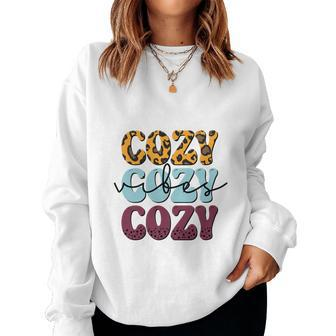 Cozy Vibes Warm Sweater Fall Women Crewneck Graphic Sweatshirt - Seseable