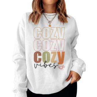 Cozy Vibes Warm Weather Fall Women Crewneck Graphic Sweatshirt - Seseable