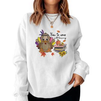 Fall In Love With Learning Teacher Women Crewneck Graphic Sweatshirt - Seseable