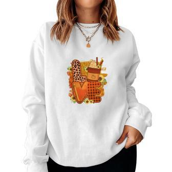 Fall Love Coffee Women Crewneck Graphic Sweatshirt - Seseable