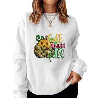Fall Sweet Fall Sunflower Pumpkin Women Crewneck Graphic Sweatshirt - Seseable