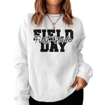 Field Day First Grade School Teacher Kids Yellow Women Crewneck Graphic Sweatshirt - Thegiftio UK