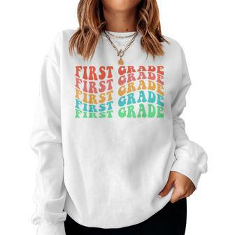First Grade Teacher 1St Grade Teacher Elementary School Women Crewneck Graphic Sweatshirt - Thegiftio UK