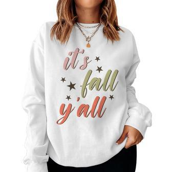 Funny Its Fall Yall Season Present Women Crewneck Graphic Sweatshirt - Seseable