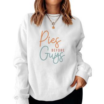 Funny Thanksgiving Pies Before Guys Women Crewneck Graphic Sweatshirt - Seseable