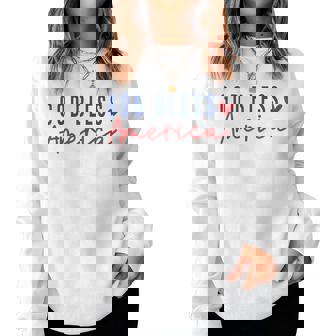 God Bless America Christian Religious American Flag Women Crewneck Graphic Sweatshirt - Thegiftio UK