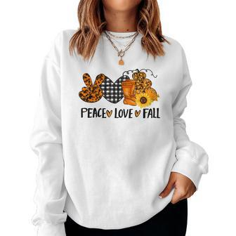 Halloween Fall Vintage Peace Love Fall Women Crewneck Graphic Sweatshirt - Seseable