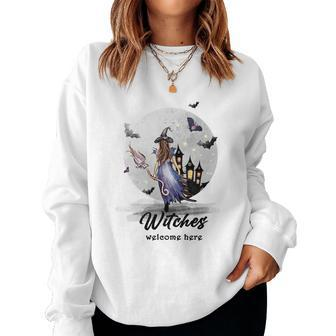 Hallowen Be Magical Witch Witches Welcome Here Women Crewneck Graphic Sweatshirt - Seseable