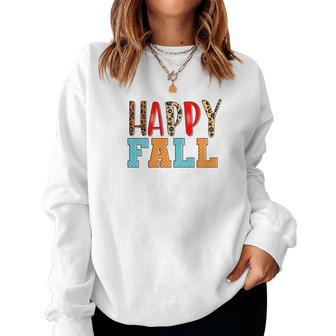 Happy Fall Happy Season Women Crewneck Graphic Sweatshirt - Seseable