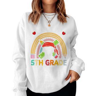 Kids 5Th Grade Pirate Teacher Funny Halloween Student Skull Boys Women Crewneck Graphic Sweatshirt - Thegiftio UK