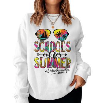 Last Day Of School Schools Out For Summer School Nurse Life Women Crewneck Graphic Sweatshirt - Thegiftio UK