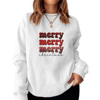Merry Merry Merry Christmas V3 Women Crewneck Graphic Sweatshirt - Seseable