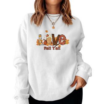 Pumpkin Spice Latte Love Fall Yall Women Crewneck Graphic Sweatshirt - Seseable