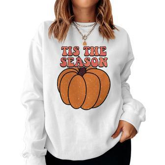 Pumpkin Tis The Season Fall Women Crewneck Graphic Sweatshirt - Seseable