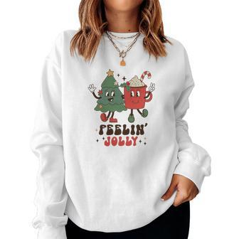 Retro Christmas Feeling Jolly V2 Women Crewneck Graphic Sweatshirt - Seseable