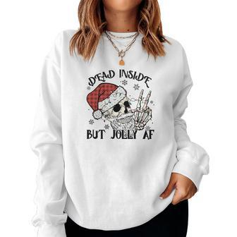 Retro Christmas Skeleton Christmas Dead Inside Women Crewneck Graphic Sweatshirt - Seseable