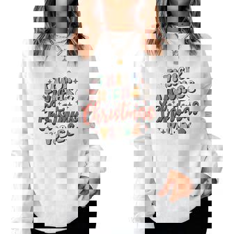 Retro Christmas Thick Thighs And Holiday Vibes Women Crewneck Graphic Sweatshirt | Seseable CA