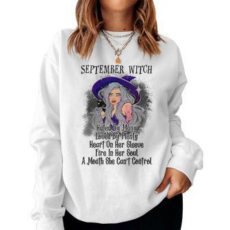 September Witch Funny Women Halloween Women Crewneck Graphic Sweatshirt - Thegiftio UK