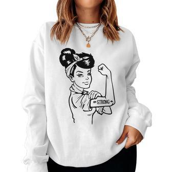 Strong Woman Rosie Strong White Woman V2 Women Crewneck Graphic Sweatshirt - Seseable