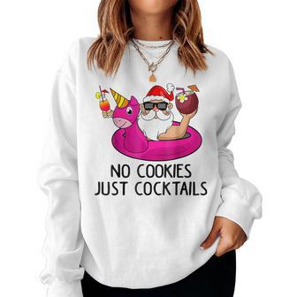 Summer Santa Christmas In July No Cookies Just Cocktails Women Crewneck Graphic Sweatshirt - Thegiftio UK