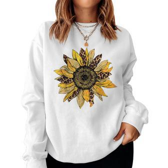 Sunflower For Women Cute Graphic Cheetah Print Women Crewneck Graphic Sweatshirt - Thegiftio UK